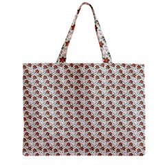 Small Red Christmas Poinsettias On White Zipper Mini Tote Bag by PodArtist