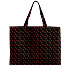 Small Red Christmas Poinsettias On Black Zipper Mini Tote Bag by PodArtist