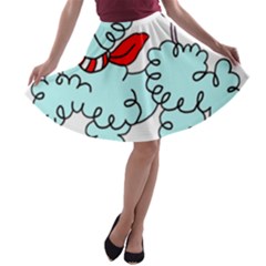 Doodle Poodle  A-line Skater Skirt by IIPhotographyAndDesigns