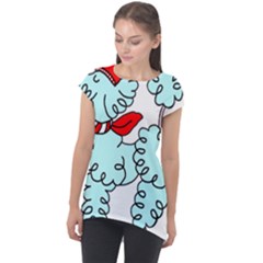 Doodle Poodle  Cap Sleeve High Low Top by IIPhotographyAndDesigns