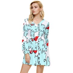 Doodle Poodle  Tiered Long Sleeve Mini Dress by IIPhotographyAndDesigns