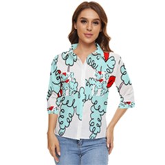 Doodle Poodle  Women s Quarter Sleeve Pocket Shirt