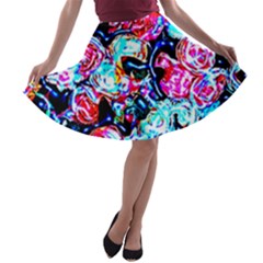 Neon Floral A-line Skater Skirt by 3cl3ctix