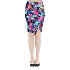 Neon Floral Midi Wrap Pencil Skirt by 3cl3ctix