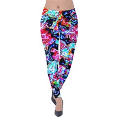 Neon Floral Velvet Leggings by 3cl3ctix