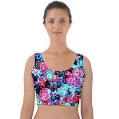 Neon Floral Velvet Crop Top by 3cl3ctix