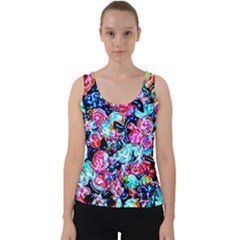 Neon Floral Velvet Tank Top by 3cl3ctix