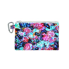 Neon Floral Canvas Cosmetic Bag (small) by 3cl3ctix