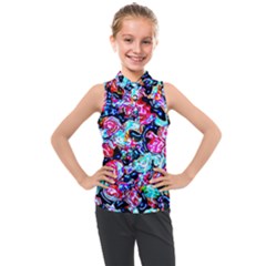 Neon Floral Kids  Sleeveless Polo Tee