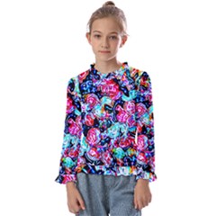 Neon Floral Kids  Frill Detail Tee