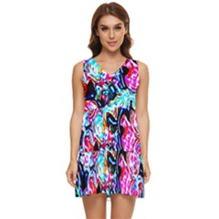 Neon Floral Tiered Sleeveless Mini Dress