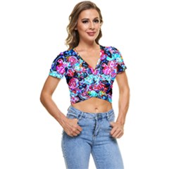 Neon Floral Short Sleeve Foldover Tee