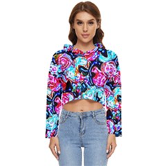 Neon Floral Women s Lightweight Cropped Hoodie