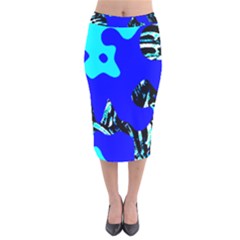 Abstract Tropical Velvet Midi Pencil Skirt by 3cl3ctix