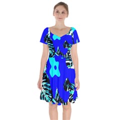 Abstract Tropical Short Sleeve Bardot Dress by 3cl3ctix