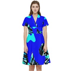 Abstract Tropical Short Sleeve Waist Detail Dress by 3cl3ctix