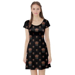 Funny Ugly Bird Drawing Print Pattern Short Sleeve Skater Dress by dflcprintsclothing