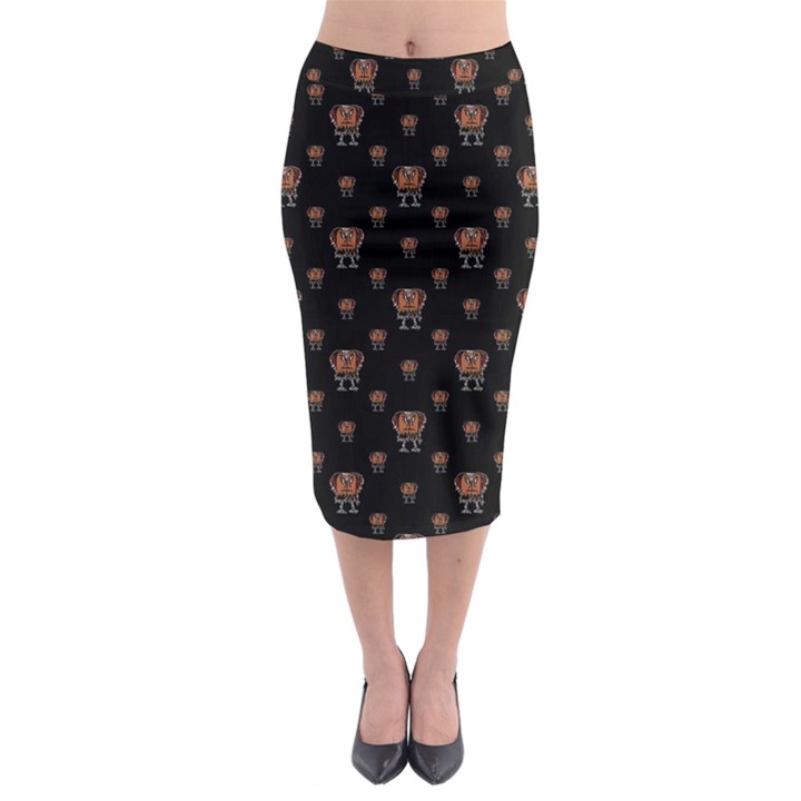 Funny Ugly Bird Drawing Print Pattern Midi Pencil Skirt