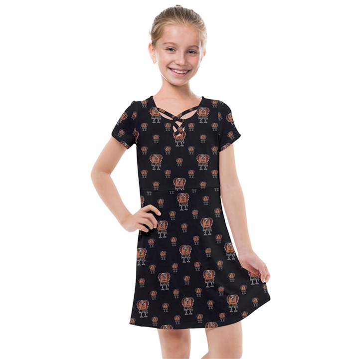 Funny Ugly Bird Drawing Print Pattern Kids  Cross Web Dress