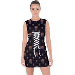 Funny Ugly Bird Drawing Print Pattern Lace Up Front Bodycon Dress by dflcprintsclothing