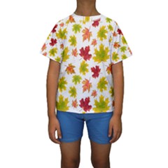 Bright Autumn Leaves Kids  Short Sleeve Swimwear by SychEva