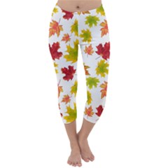 Bright Autumn Leaves Capri Winter Leggings  by SychEva