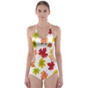 Bright Autumn Leaves Cut-Out One Piece Swimsuit View1