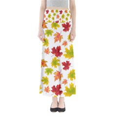 Bright Autumn Leaves Full Length Maxi Skirt by SychEva