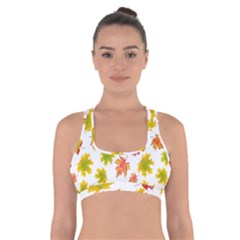 Bright Autumn Leaves Cross Back Sports Bra by SychEva