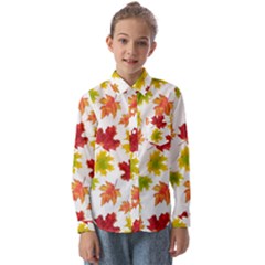 Bright Autumn Leaves Kids  Long Sleeve Shirt by SychEva