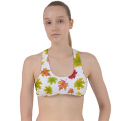 Bright Autumn Leaves Criss Cross Racerback Sports Bra by SychEva