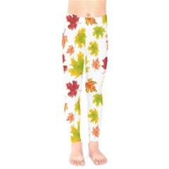 Bright Autumn Leaves Kids  Leggings by SychEva