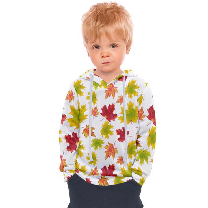 Bright Autumn Leaves Kids  Overhead Hoodie