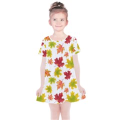 Bright Autumn Leaves Kids  Simple Cotton Dress by SychEva