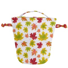 Bright Autumn Leaves Drawstring Bucket Bag by SychEva