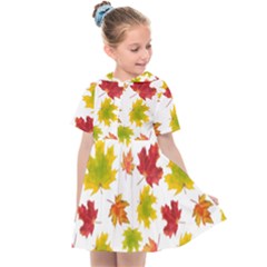 Bright Autumn Leaves Kids  Sailor Dress by SychEva