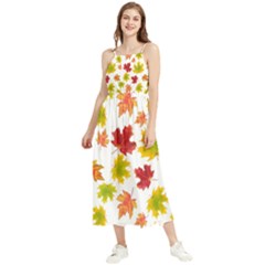 Bright Autumn Leaves Boho Sleeveless Summer Dress by SychEva