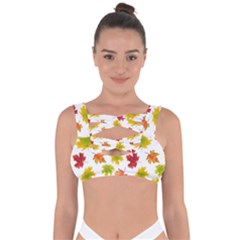 Bright Autumn Leaves Bandaged Up Bikini Top by SychEva