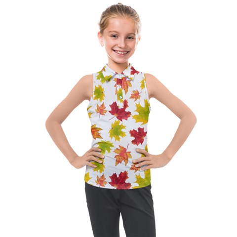 Bright Autumn Leaves Kids  Sleeveless Polo Tee by SychEva