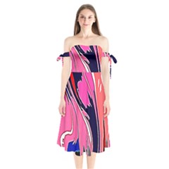 Painted Marble Shoulder Tie Bardot Midi Dress by 3cl3ctix