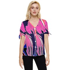 Painted Marble Bow Sleeve Button Up Top by 3cl3ctix