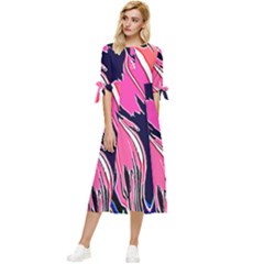 Painted Marble Bow Sleeve Chiffon Midi Dress by 3cl3ctix