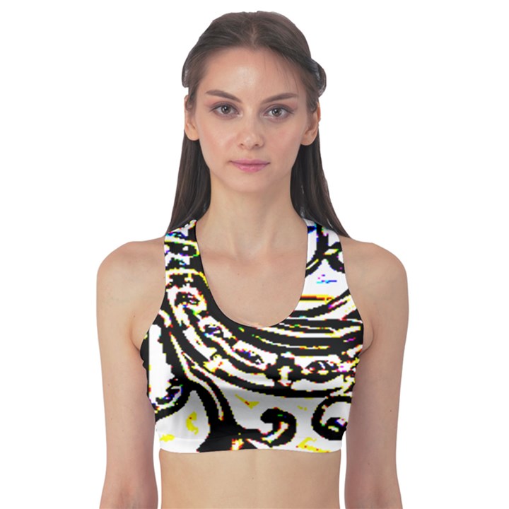 Faux Baroque Print Sports Bra