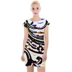 Faux Baroque Print Cap Sleeve Bodycon Dress by 3cl3ctix