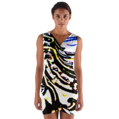 Faux Baroque Print Wrap Front Bodycon Dress by 3cl3ctix