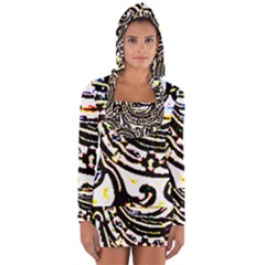 Faux Baroque Print Long Sleeve Hooded T-shirt by 3cl3ctix