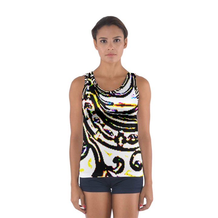 Faux Baroque Print Sport Tank Top 