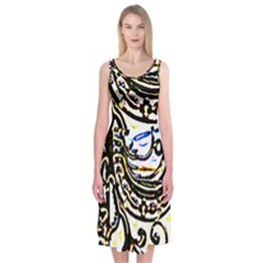 Faux Baroque Print Midi Sleeveless Dress by 3cl3ctix