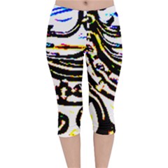 Faux Baroque Print Velvet Capri Leggings  by 3cl3ctix