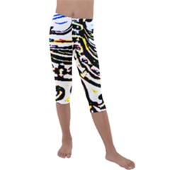 Faux Baroque Print Kids  Lightweight Velour Capri Leggings  by 3cl3ctix